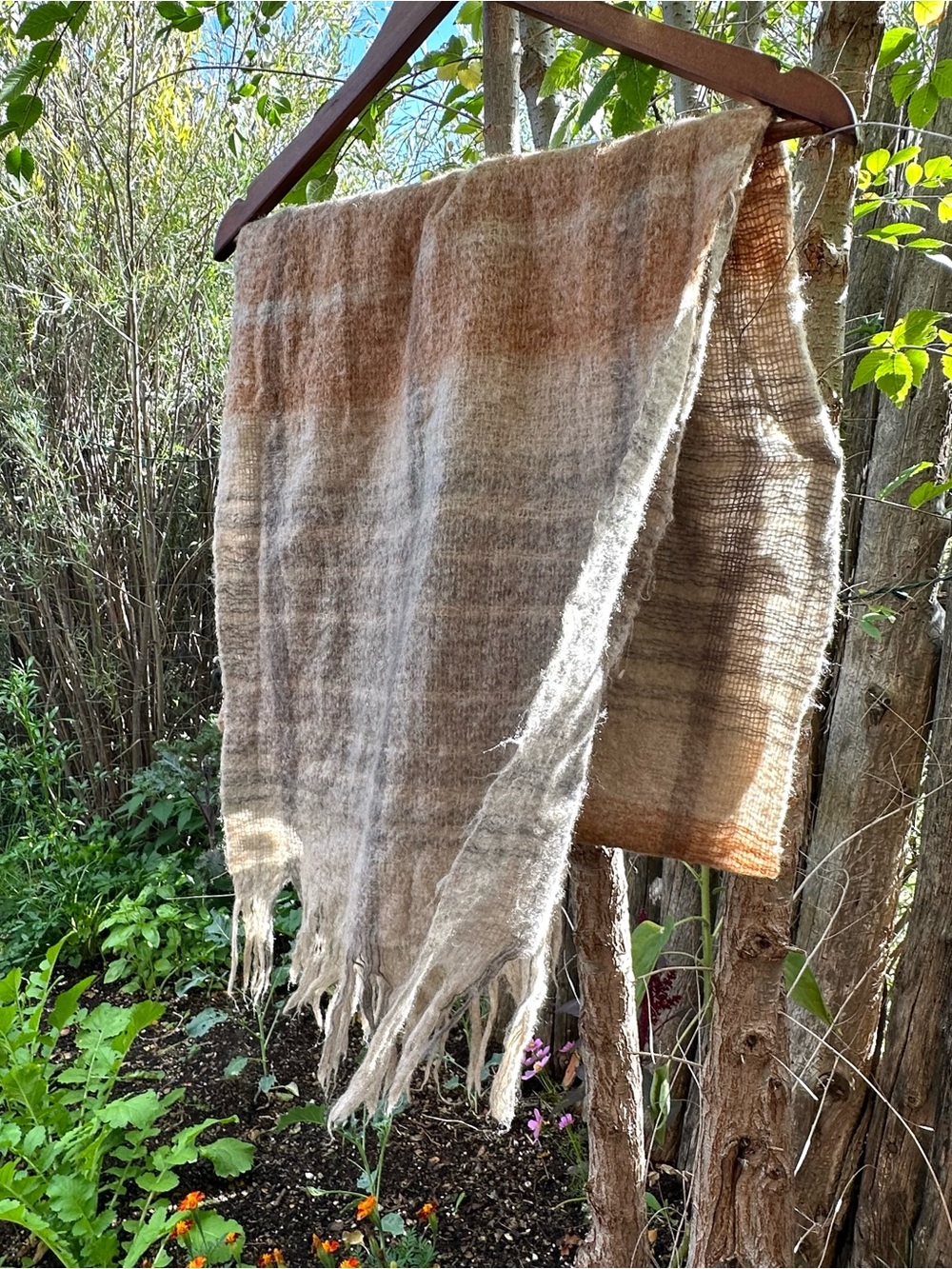 Natural Brown and Gray Plaid Scarf